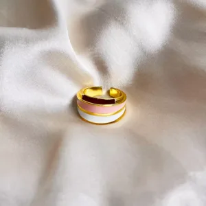 Bubblegum Striped Enamel Ring