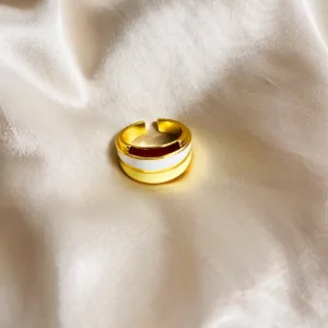 Buttercream Striped Enamel Ring
