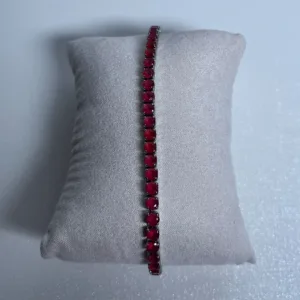 Cerise Pink Linear Baguette Bracelet