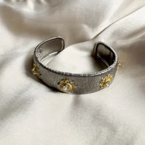 Dual Tone Broad Bangles, Silver