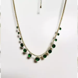 Emerald Tennis Necklace with Stone, Green