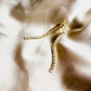 Gold Curve Crystal Stud Earrings