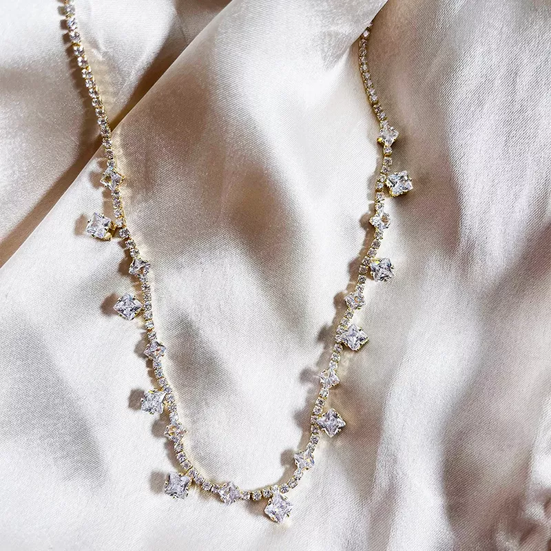 Golden Tennis Cube Necklace