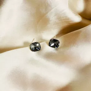 Grey Crystal Square Stud Earrings