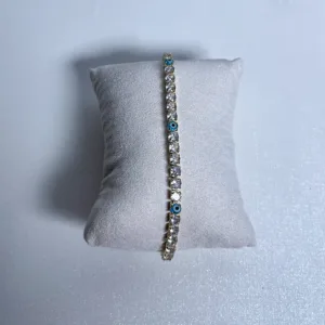 Icy Gold Tennis Nazar Bracelet