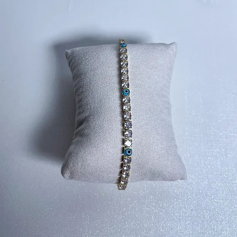 Icy Gold Tennis Nazar Bracelet
