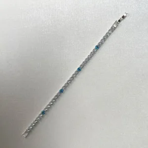 Icy Silver Tennis Nazar Bracelet