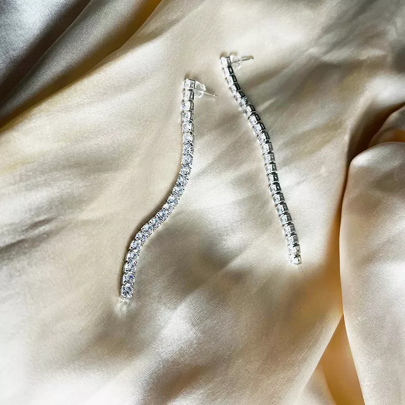 Long Tennis Earings Dual Tone