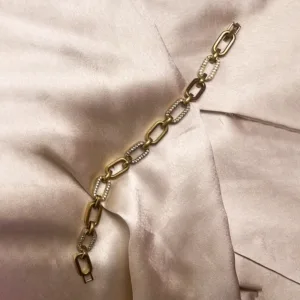 Old Gold Link Diamante Bracelet