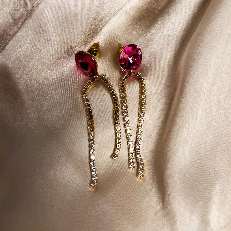 Royal Magenta Tennis Earrings