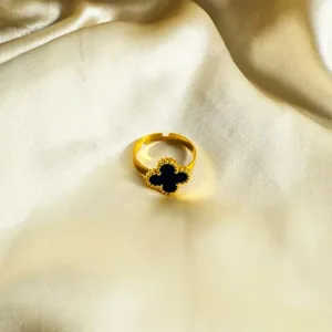 Royal Noir Fleur Ring, Black