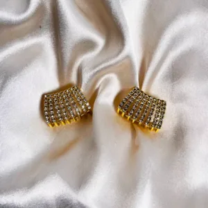 Sparkling Tiered Gold Earrings