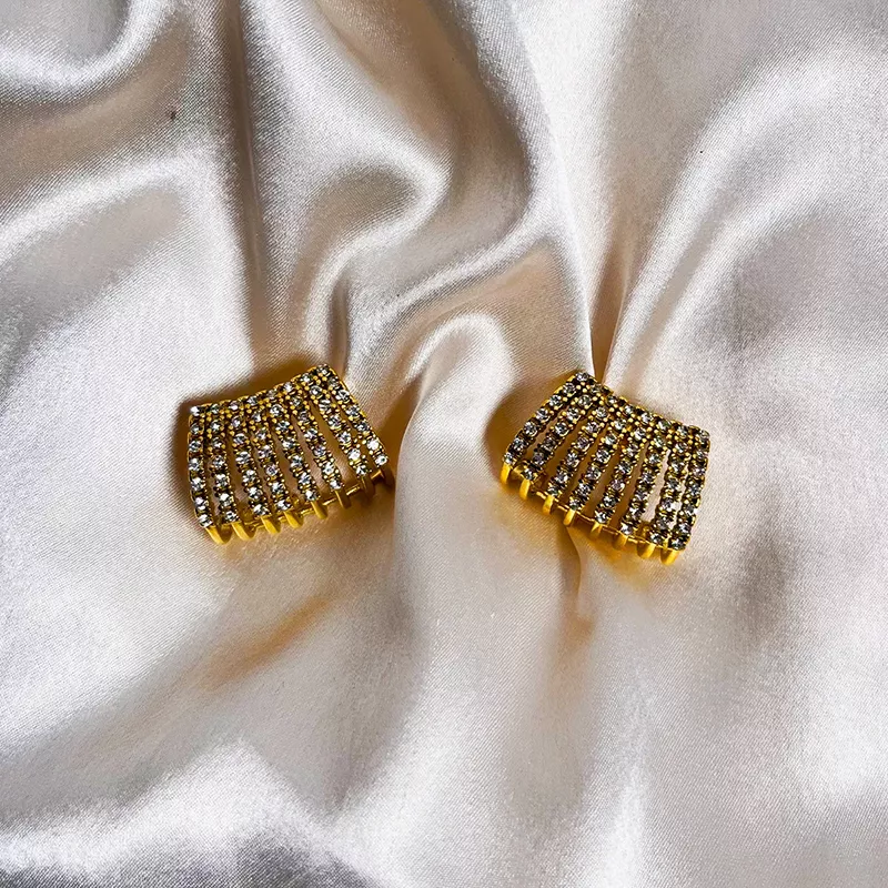 Sparkling Tiered Gold Earrings