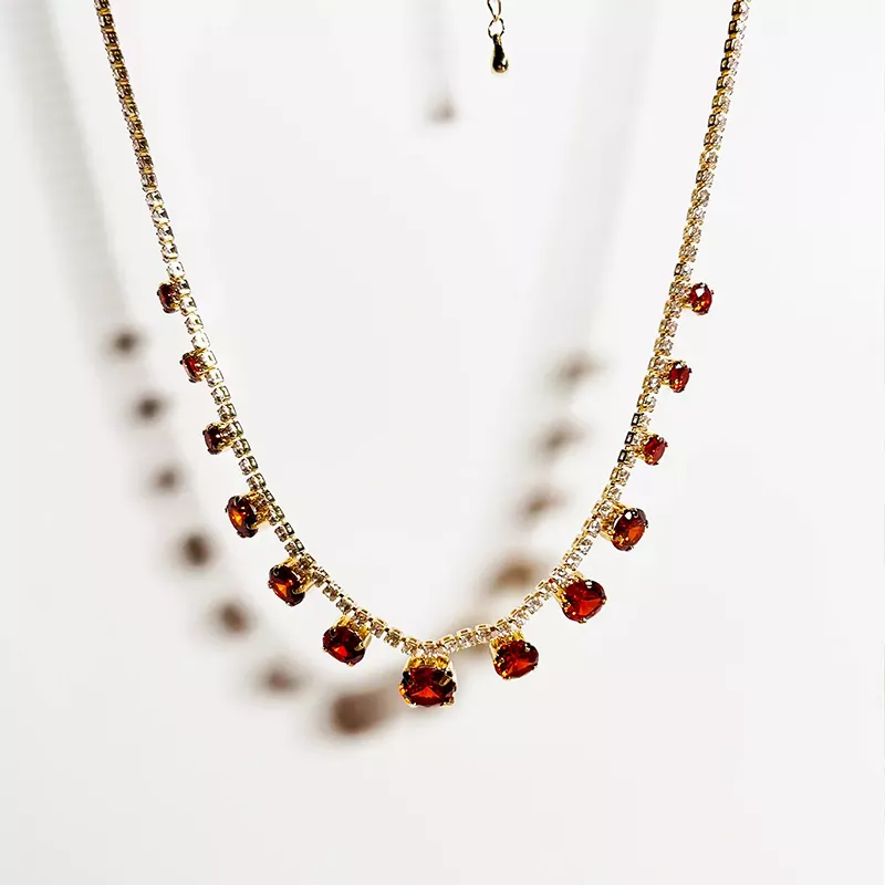 Tennis Necklace with Stone, Citrine